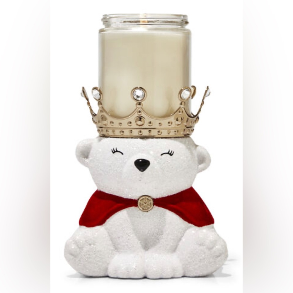 Bath & Body Works Polar Bear Crown Pedestal Single Wick Candle Holder; 2021; NWT